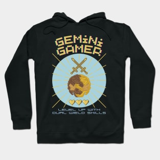 Funny Gemini Zodiac Sign - Gemini Gamer, Level up with dual wield shills Hoodie